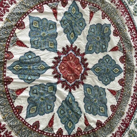 Pottery Barn Aurora Medallion Queen / Full Duvet Multicolored cotton 92 X 88" - Picture 8 of 16